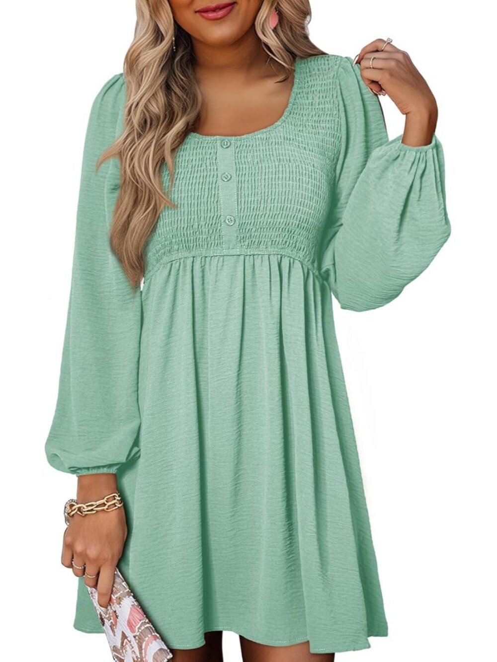 Chic Mint Green Long Sleeve Mini Dress for 2026 Weddings
